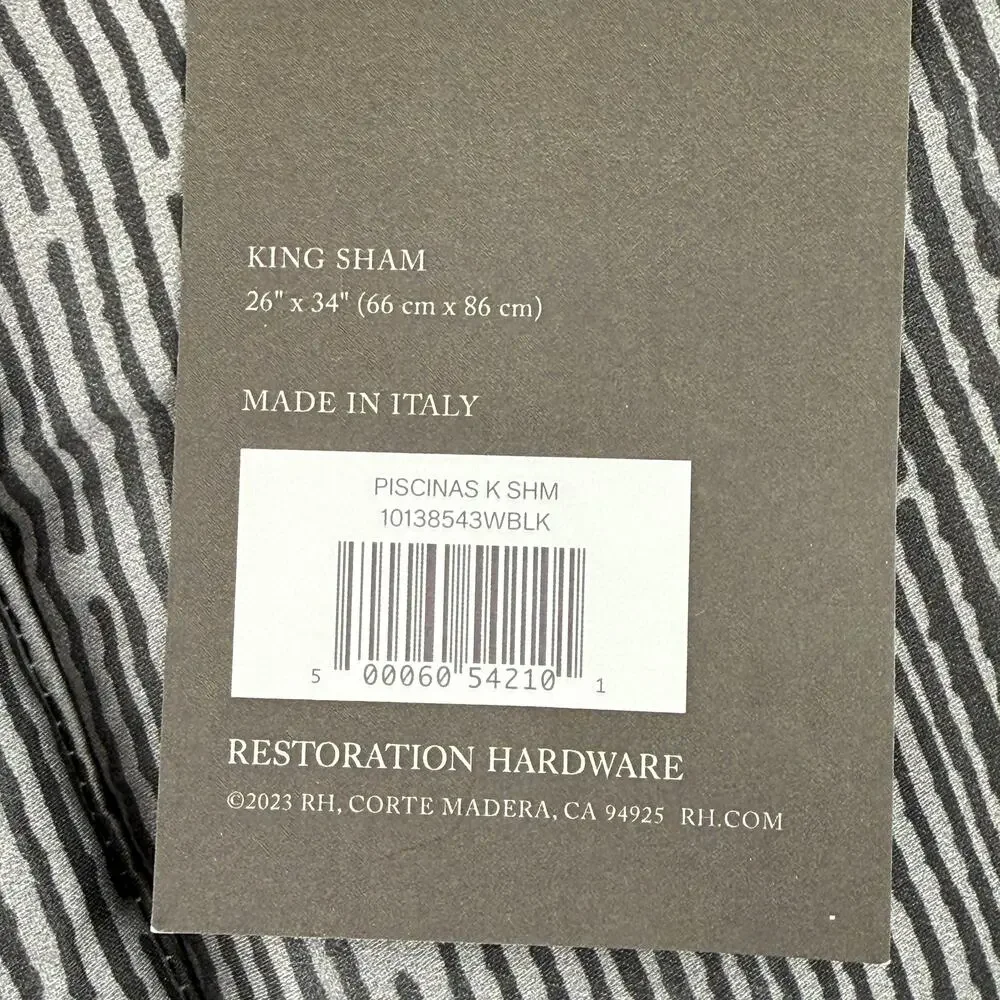 Restoration Hardware Italian Piscinas Sateen King Sham Set Washed Black Gray